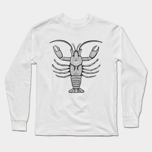 Crayfish or Crawdad or Mudbug Ink Art - animal design - light colors Long Sleeve T-Shirt